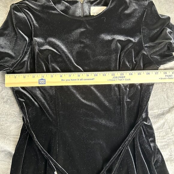 Vintage 90s Velvet Maxi Dress Short Sleeve Belted Goth Grunge Party 11/12 Witchy - Picture 5 of 11